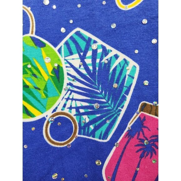 Cathy Daniels Womens Purse Print T-Shirt  Size 1X Blue Rhinestone Short Sleeve - Picture 3 of 7